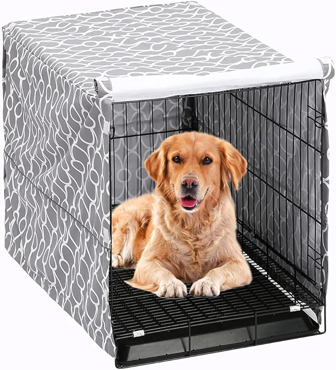 Dog Crate Cover for Wire Crates, Fits Most 36" inch Dog Crates. Easy to Put On, Take Off, and Adjust - Cover only-Gray -36 Inch