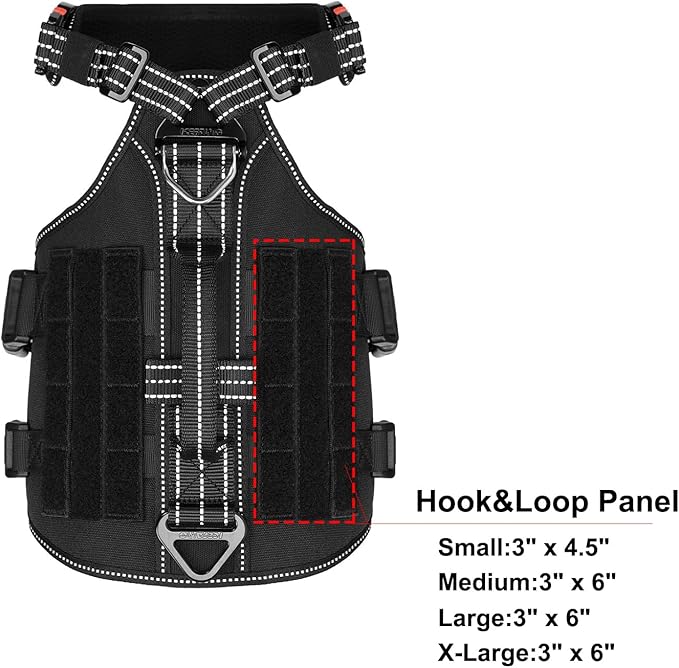 ICEFANG GN7 Agile-Moving Reflective Tactical Dog Harness with Handle,Walking Training K9 Molle Vest,No-Pull Front Clip,5-Points Adjust,Hook and Loop Panel (M Chest:25"-31"), Black