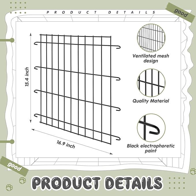 Tandefio 2 Pcs Dog Crate Divider Panel Metal Pets Divider Panel Dog Crate for Pets(24 Inches)