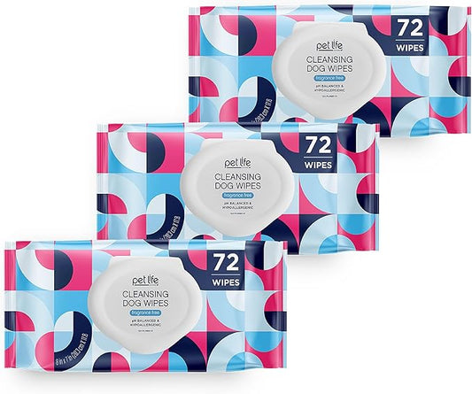 Pet Life Unlimited Dog Cleaning Wipes - Plant-Based With Moisturizing Aloe Leaf & Calendula - Made in The USA - Fragrance Free Dog Grooming - 72ct (Pack of 3)