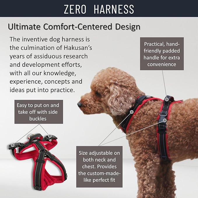 [白山:Hakusan] Zero Dog Harness Made by Japan, Safe - No chocking/Hard to Disconnect, Great fit - Easy Put on and Off/Adjustable, Reflector, S - Medium Dog, Two-Tone Orange×Yellow