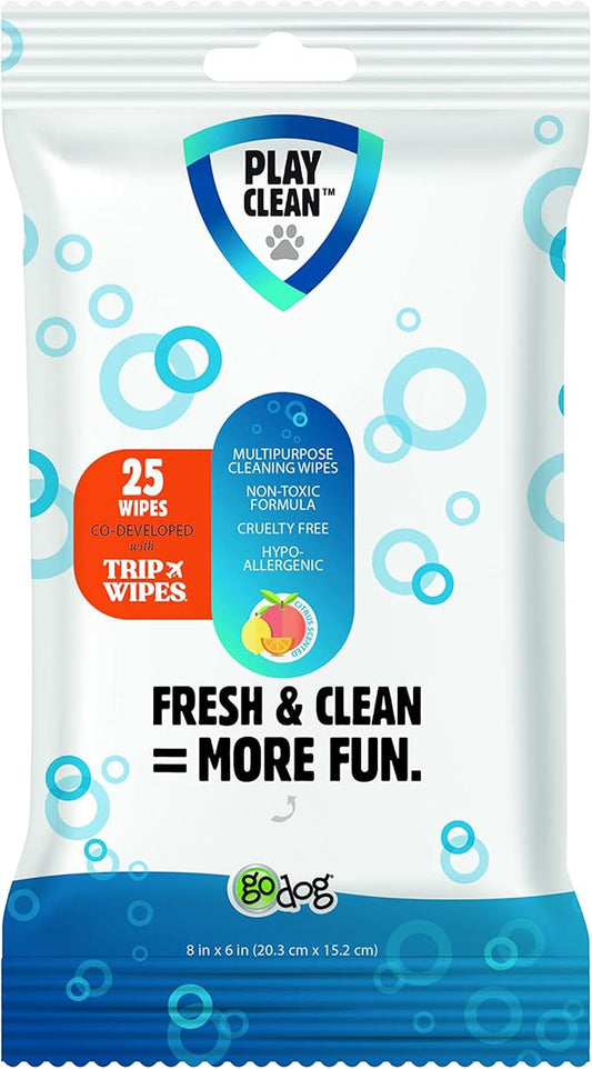 goDog PlayClean Pet Safe Multipurpose Pet Toy Wipes - 25 Count/1 Pack