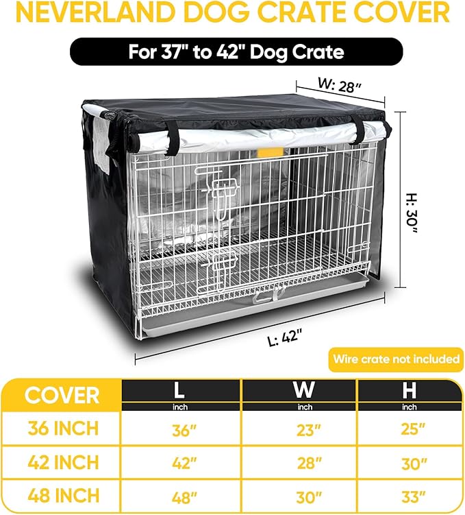 NEVERLAND Dog Crate Cover 42 Inch - Kennel Crate Covers for Dog Cage Waterproof, Universal Durable Oxford Cloth Dog Cage Cover for Most Wire Pet Crates, 42 x 28 x 30 Inch (Cover Only)