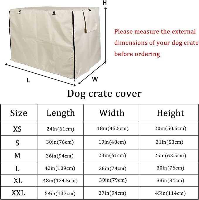 Senmortar Double Door Dog Crate Cover Wire Dog Cage Cover Waterproof Durable Lightweight 420D Polyester for Pet Crates Beige 42 inches