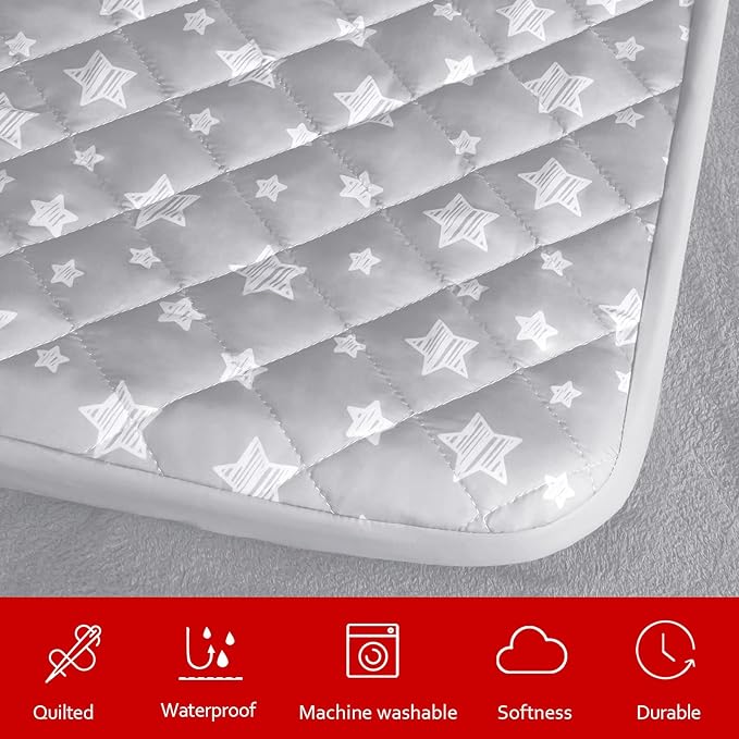 Dog Bed Covers Replacement Washable Pet Hair Easy to Remove, Waterproof Dog Bed Covers Noiseless Quilted, Pet Bed Cover Lovely Grey Star Print, Puppy Bed Cover 35x44 Inches, for Dog/Cat, Cover Only