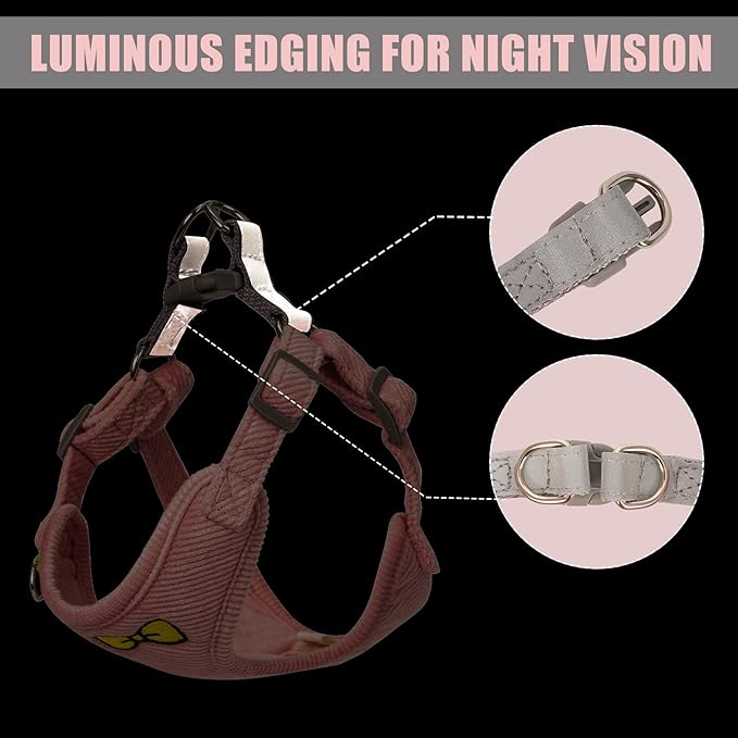 No Pull Dog Harness with Leash Pet Soft Vest Harness and Leash Set Dog Cat No Choke Escape Proof Harness Reflective Step in Harness for Small Medium Dogs Cats (Pink, Small)