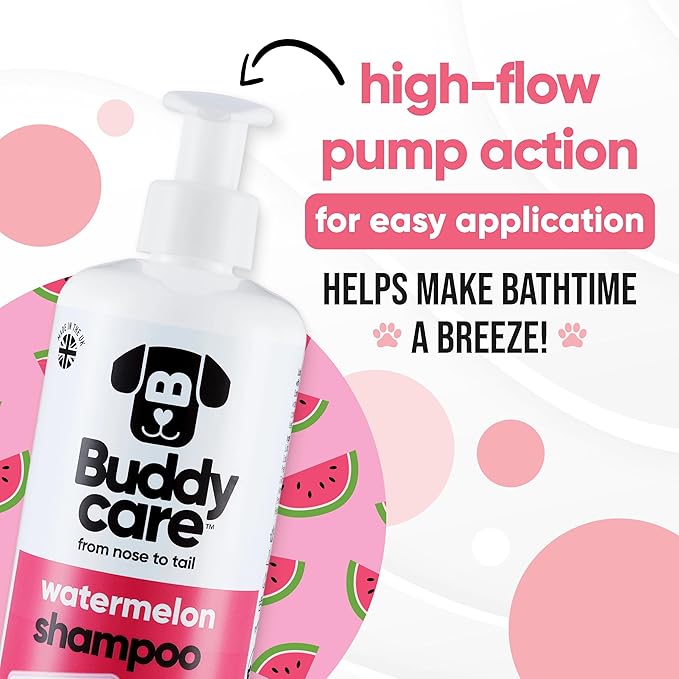 Watermelon Dog Shampoo by Buddycare | Deep Cleansing Shampoo for Dogs | Watermelon Scented | with Aloe Vera and Pro Vitamin B5 (16.90oz)