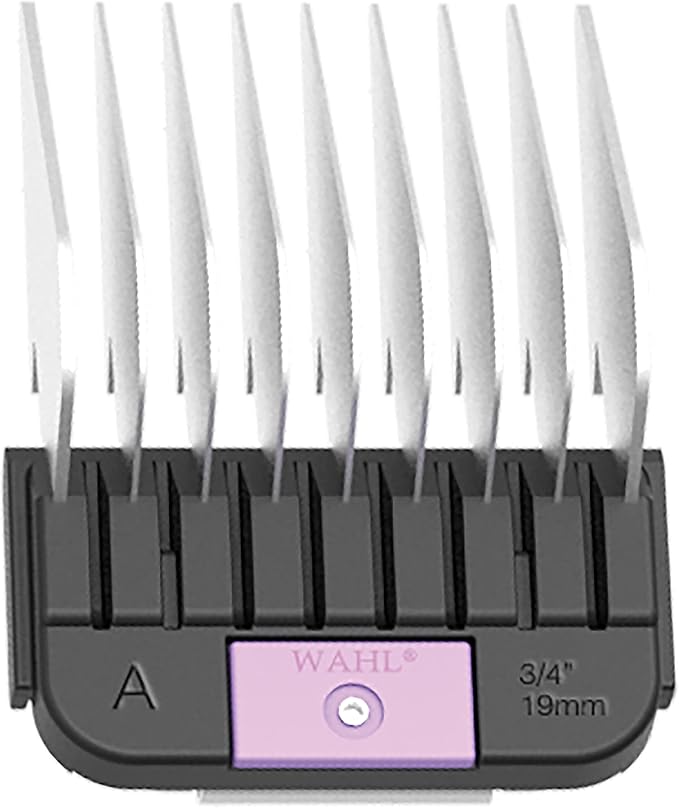 WAHL Professional Animal Stainless Steel Attachment Guide Comb Detachable Blade Pet Clippers - #A, 3/4 Inch Cut Length (3376-100), Pink