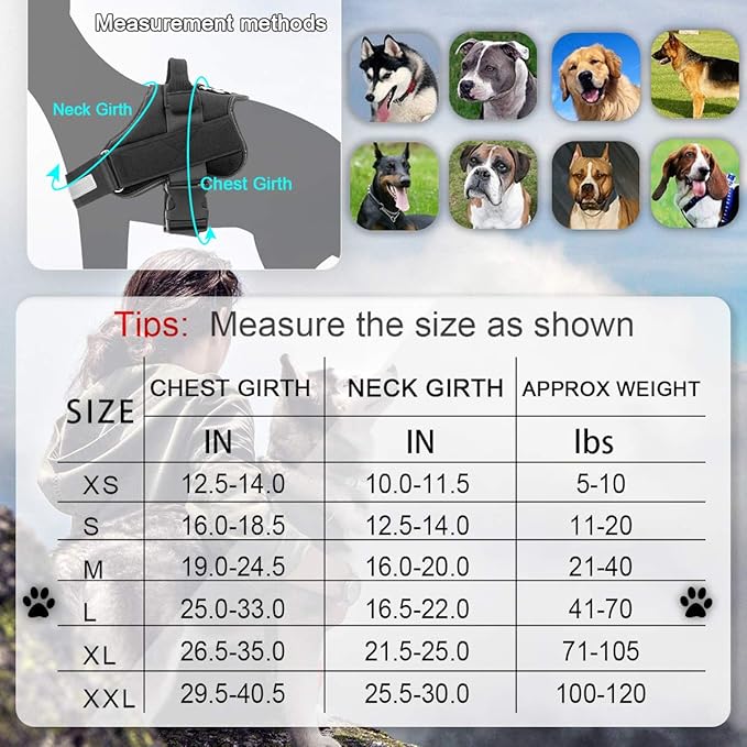 Bolux Dog Harness, No-Pull Reflective Dog Vest, Breathable Adjustable Pet Harness with Handle for Outdoor Walking - No More Pulling, Tugging or Choking (Black, L)