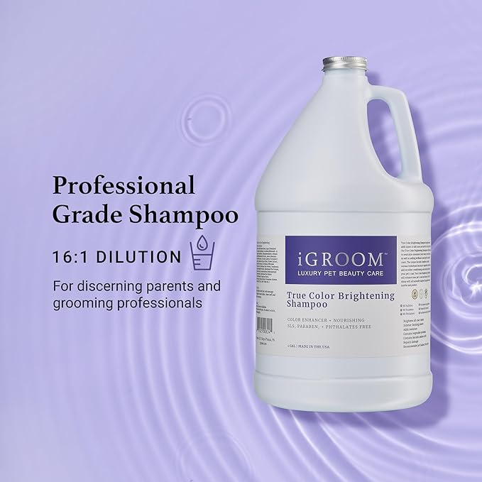 iGroom True Color Dog Shampoo, Luxury Pet Beauty Care, Enhance and Restore Natural Coat Color, Add Moisture, Made in USA, 1 gal