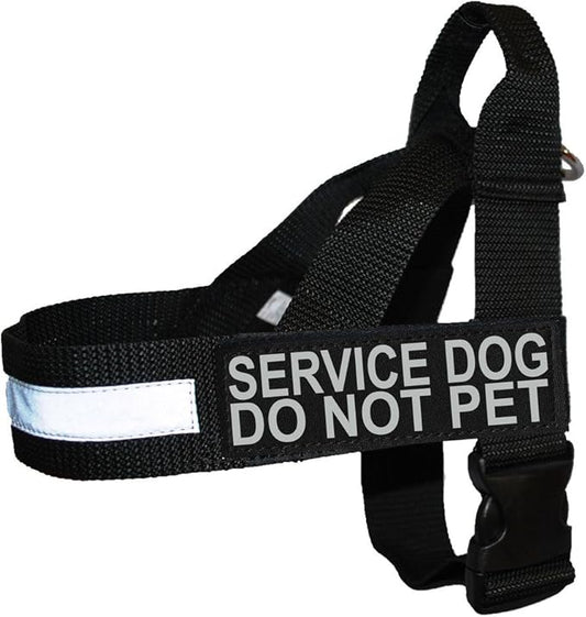 Doggie Stylz Service Dog DO NOT PET Nylon Harness No Pull IDC Guide Assistance. Comes with 2 Reflective Service Dog DO NOT PET Removable Patches. Please Measure Your Dog Before Ordering