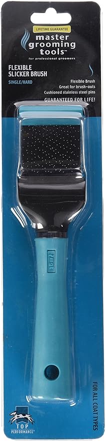 Master Grooming Tools Flexible Single Side Pet Slicker Brush with Hard Handle, Small, Teal (Pack of 2)