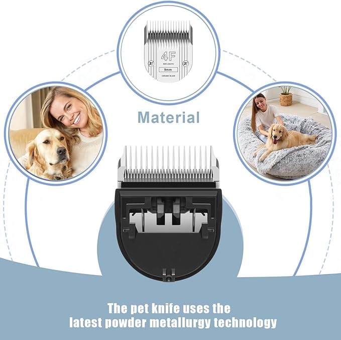 Detachable Pet Dog Grooming Clipper Ceramic Blade,Compatible with Whal Arco, Bravura, Chromado, Creativa, Figura & Motion - Pet, Dog & Horse Clippers,Size 4F Cut Length 3/8"(9mm)
