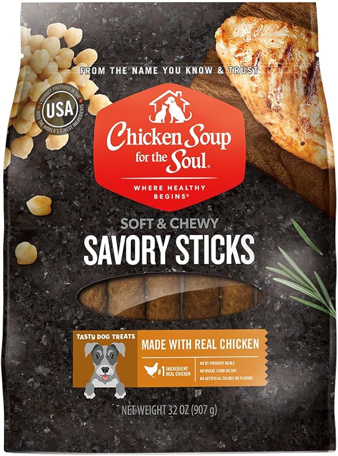 Chicken Soup For The Soul Savory Sticks Dog Treats, Chicken, 32 Ounce Bag | Soy, Corn & Wheat Free, No Artificial Flavors or Preservatives