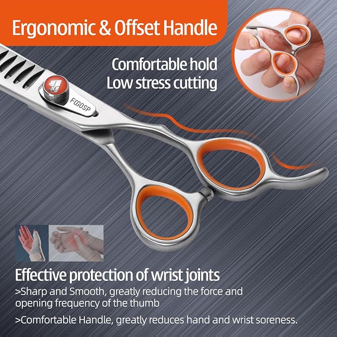 Professional Thinning Shears for Dogs Pet Grooming Scissors 8 inch Long Chunkers Shears Japan 440C 70% Thinning Rate 24 Teeth