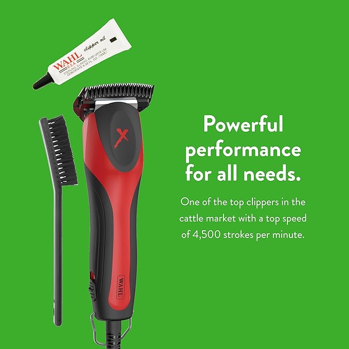 Wahl Professional Animal X-Block 2-Speed High Speed Cattle Fitting Clipper Kit, Red (#9597), 3.06LB (9597.0)