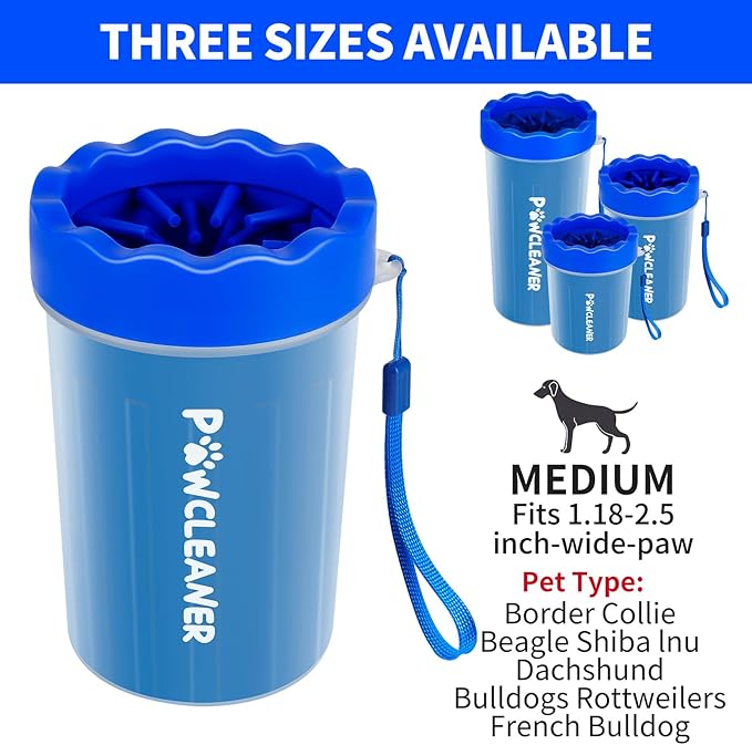 Dog Paw Cleaner for Dogs, (with 3Pcs Absorbent Towels & Adjustable Dog Bath Brush) Dog Paw Washer,Buddy Muddy Pet Foot Cleaner (Deep Blue, Medium)