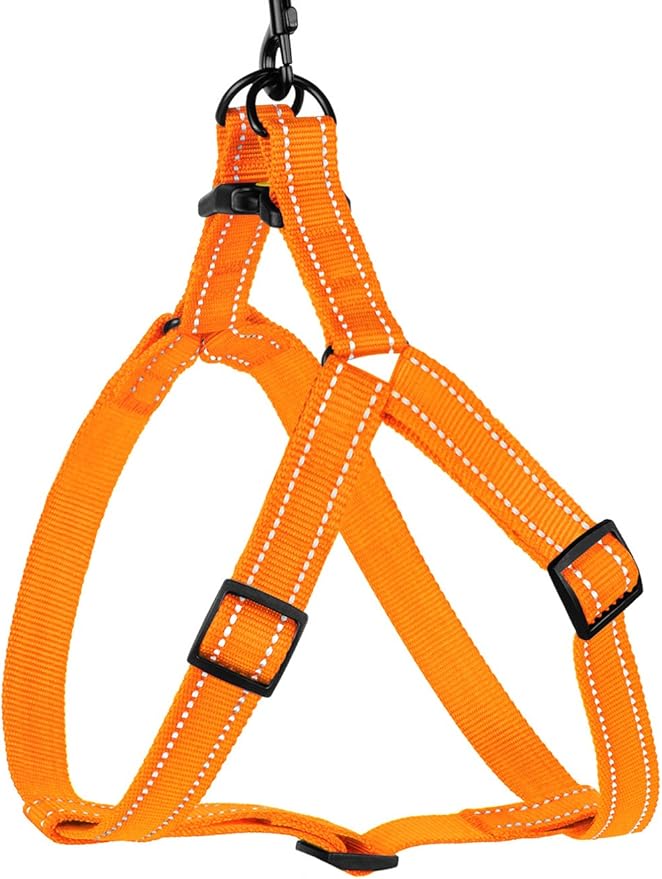 CollarDirect Reflective Dog Harness Step in Small Medium Large for Outdoor Walking, Comfort Adjustable Harnesses for Dogs Puppy Pink Black Red Purple Mint Green Orange Blue (Small, Orange)