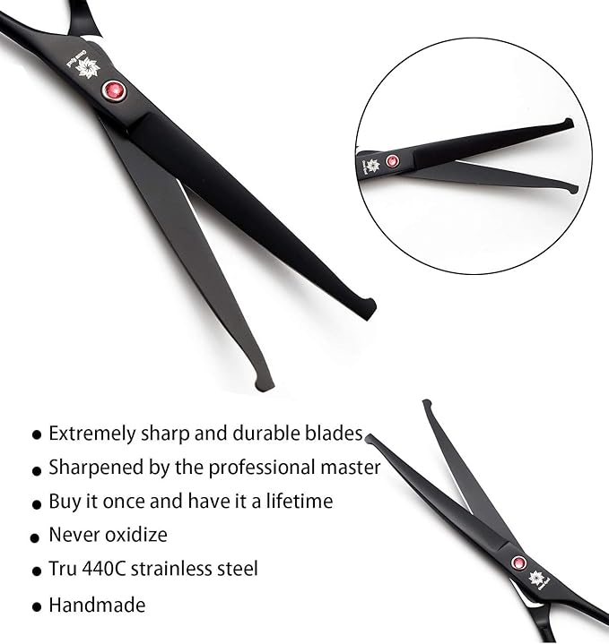 Dream Reach 7.0 Inches Professional Pet Cat Dog Grooming Shears Scissors, Straight, Curved, Thinning/Blending/Chunking Scissors Kit (Upwrap Cutting)