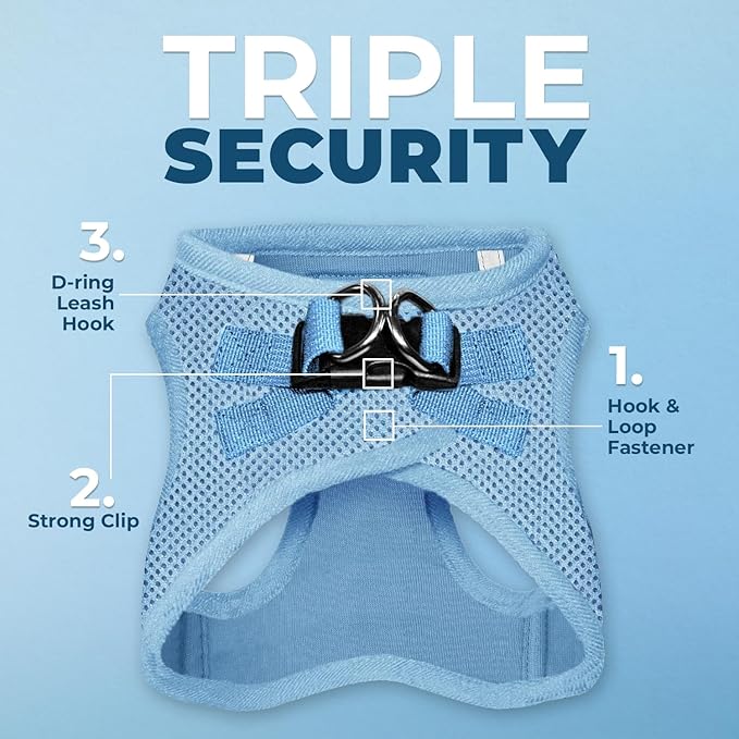 Voyager Step-In Air Dog Harness - All Weather Mesh, Reflective, No Pull Harness for Small, Medium Dogs, Cats - Secure with Hook & Loop Fastener, Buckle, Double D-Rings - Baby Blue, XXXS