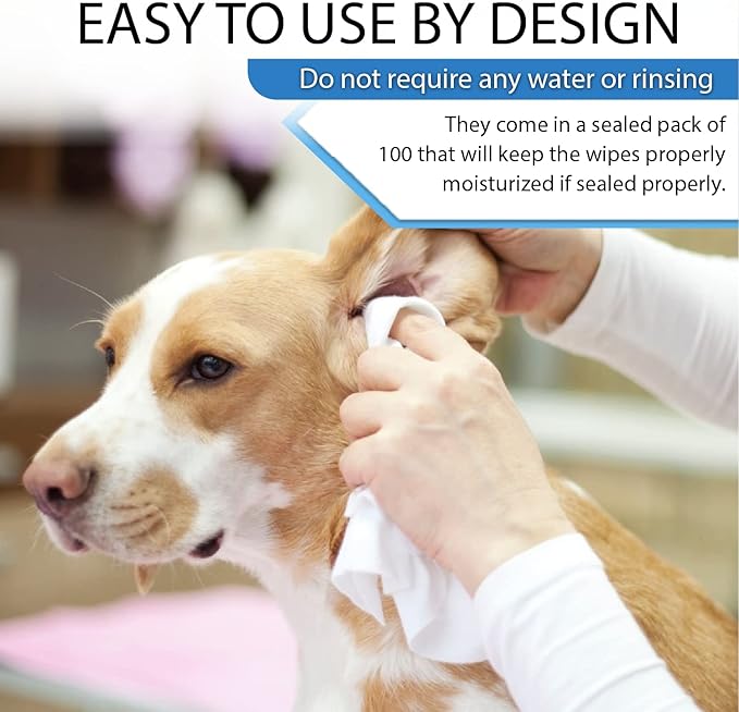 Dog Wipes for Pets Cats-100 Count All Purpose Unscented Wet Wipes for Paw Butt Cleaning,Grooming,AlcoholFree,Vitamin E,pH Balanced