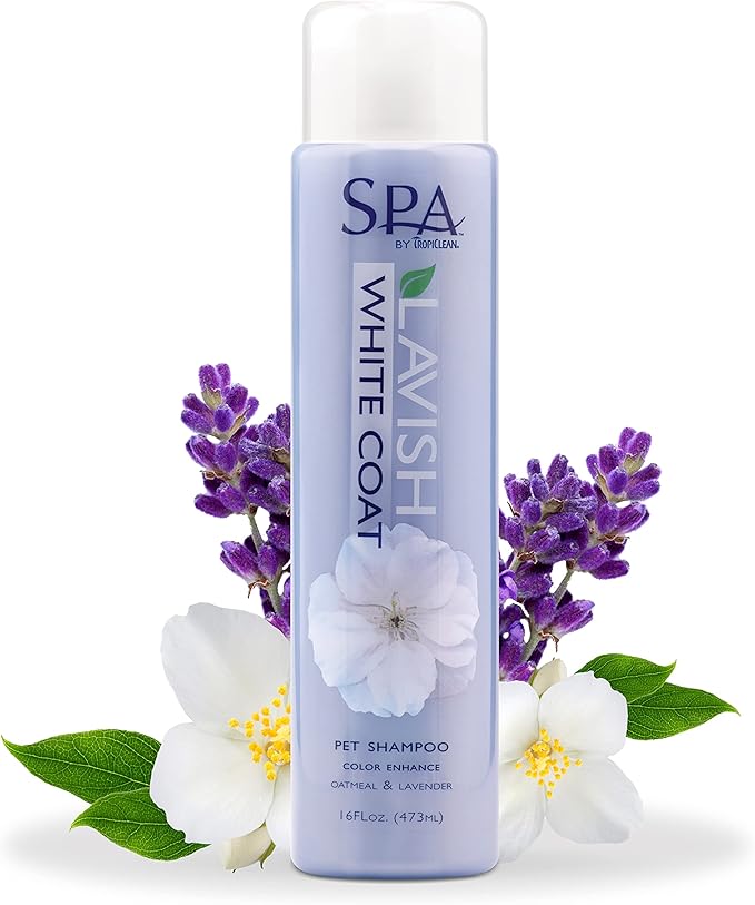 TropiClean SPA Lavish Dog Shampoo | Dog Whitening Shampoo For White Coats & All Other Coat Types | Naturally Derived Salon Grade Ingredients | Made in the USA | 16oz