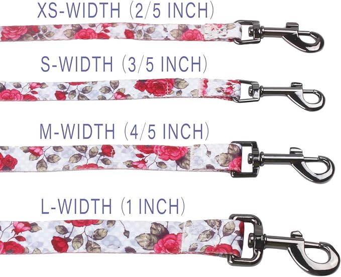 QQPETS Dog Harness Leash Set Adjustable Heavy Duty No Pull Halter Harnesses for Small Medium Large Breed Dogs Back Clip Anti-Twist Perfect for Walking (M(19"-26" Chest Girth), Rose)