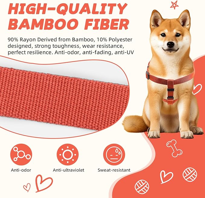Dog Harness for Small Dogs Rayon Derived from Bamboo 90%, Polyester 10%, Step-in Adjustable Dog Harness XS XXS Dog Harness Available for Small Dogs-Orange