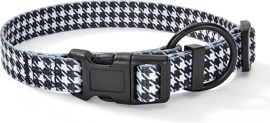 Mile High Life Dog Collar | Nylon Puppy Collars w Cute Patterns | Lightweight Girl Dog Collar | Boy Dog Collar for Small/Medium/Large Dogs (Black White, Medium)