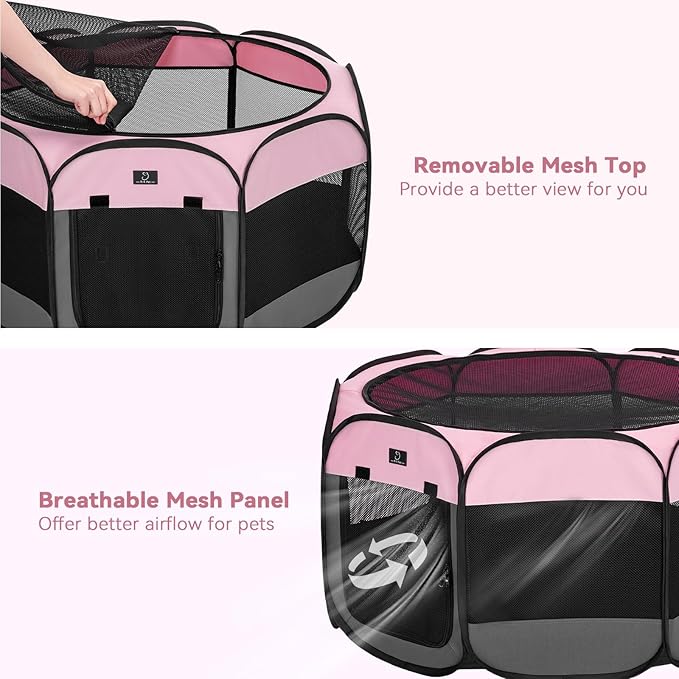 A4Pet Dog Playpen, Pet Playpen Indoor/Outdoor - Portable, Foldable Design - Ideal for Dogs, Kittens, and Small Animals - Removable Zipper & Collapsible Travel Bowl