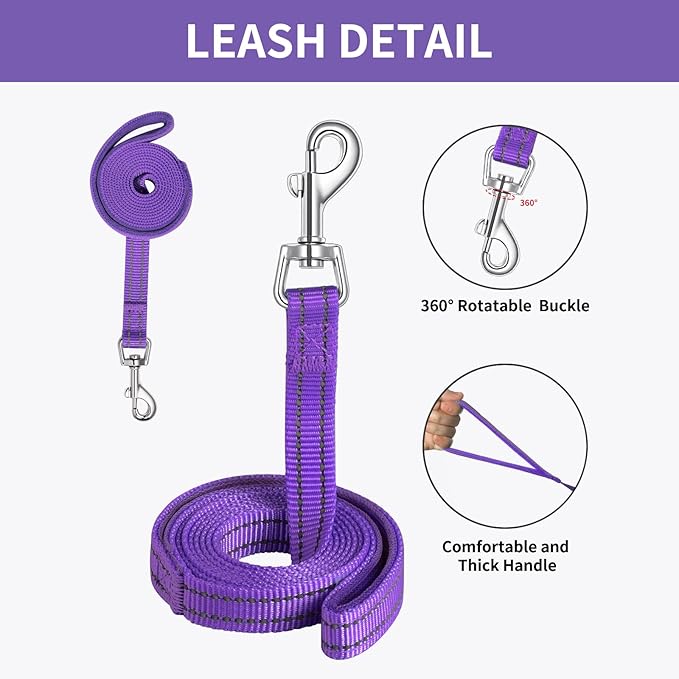 AMTOR Small Dog Harness with Leash Set, No Escape Easy Walk Puppy Harnesses for Training Walking, Step-in Reflective Soft Dogs Vest for XS S Medium Extra-Small Large Sized Dog(Purple,XS)