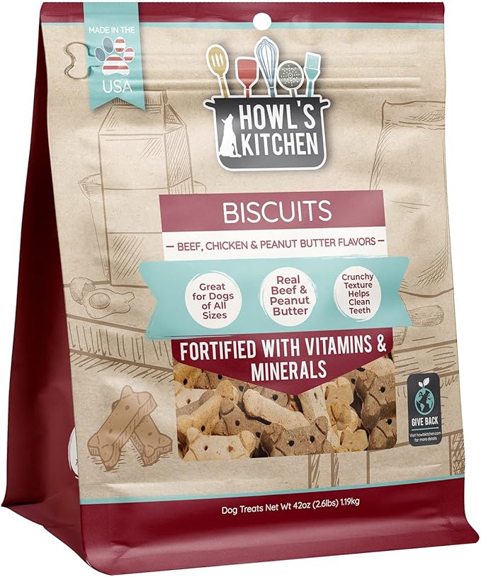 Howl's Kitchen Dog Treats, Biscuits, Beef, Chicken, and Peanut Butter Mix