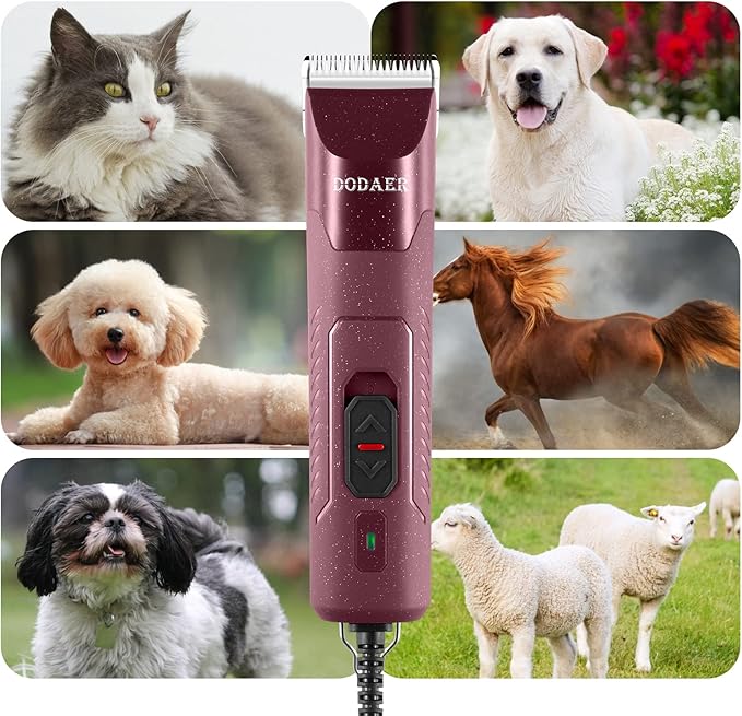 Professional Dog Grooming Electric Corded Clipper Super 2-Speed,Low Noise,Cool & Quiet Running Design for Thick Heavy Coats,Dogs,Cats and Other Animal (Brown)
