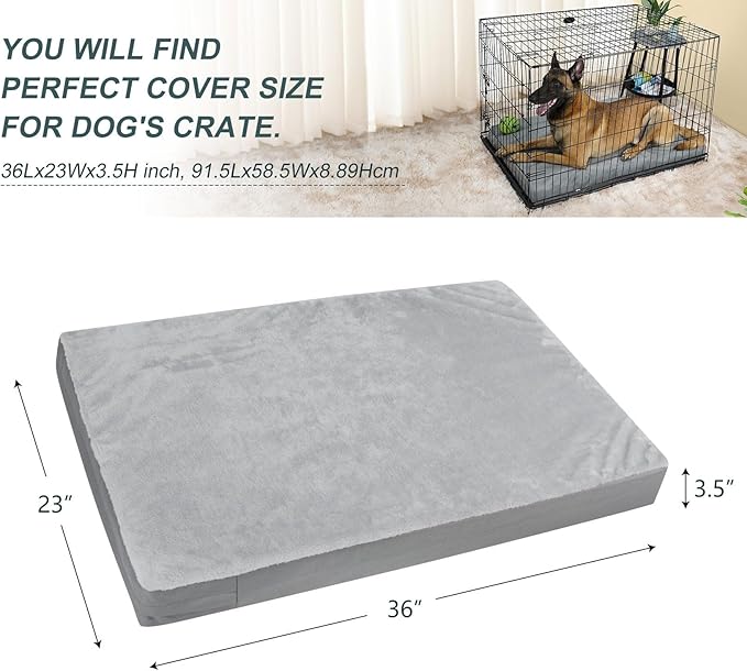 Explore Land Dog Crate Cover Bundle with Machine Washable Fluffy Dog Bed Cover for 36 Inches Wire Cage