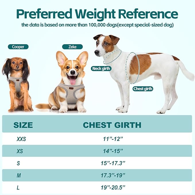 Dog Harness with Multifunction Dog Leash,No Pull Reflective Step-in Harness for Soft Adjustable No Choke Escape Proof,Easy Walk Dog Harness for Puppy,Small Dogs (Beige &Grey, XS)