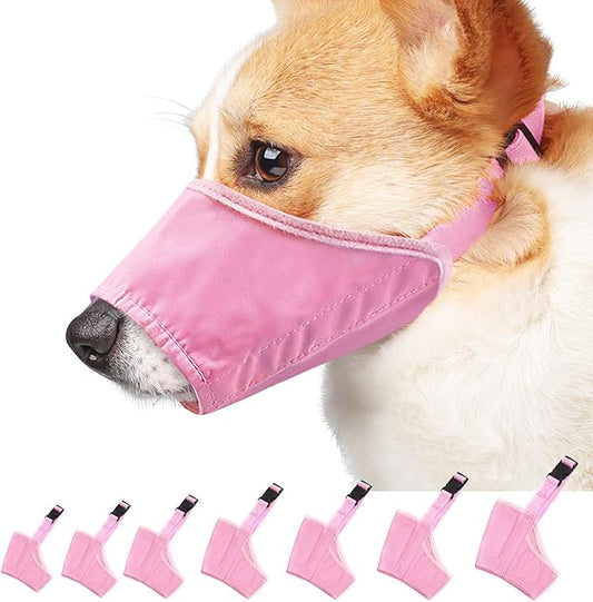 Idepet 1SET Dog Muzzles Suit,7PCS Adjustable Dog Cover Anti-Biting Barking Muzzles for Small Medium Large Extra Dog (Pink,Pack of 7)