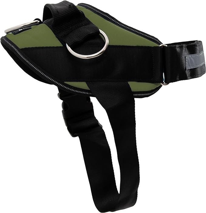 ShawnCo Essential Dog Harness, No-Pull Pet Vest with 3 Leash Clips, No Choke, Reflective, Adjustable and Padded, for Easy Walking and Training for Small, Medium and Large Dogs (Olive Green, M)