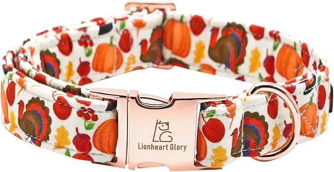 Lionheart glory Turkey Dog Collar Thanksgiving Dog Collar Girl or Boy Dogs Collar Pet Gift Holiday Dog Collar for Large Dog