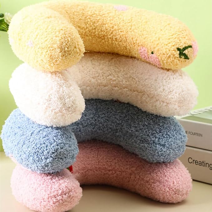 Pet Small Pillows for Small Dogs Cat U-Shaped Puppy Neck Pillow for Indoor Improve Relief Sleeping Machine Washable (White)