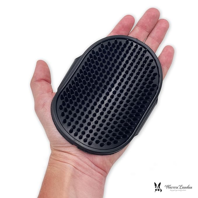 Warren London Grooming Bath Brush for Dogs and Cats | Applicator for Dog Shampoo, Hydrating Butter, or Pet Leave In Conditioner | Black