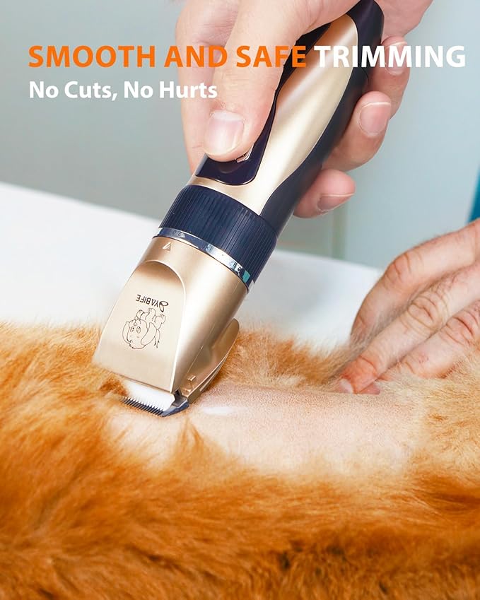 YABIFE Dog Clippers, Cordless Dog Grooming Kit, USB Rechargeable Electric Pets Hair Trimmers Shaver for Dogs, Cats and Small Animals, Whisper Quiet, Wet and Dry Use