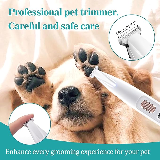 Dog Paw Trimmer,Paw Trimmer for Dogs,Upgraded 18mm-Blade Electric Dog Clippers for Groomming with Led Display,Rechargeable Hair Shaver for Paws, Ears, Face, Rump and Eyes