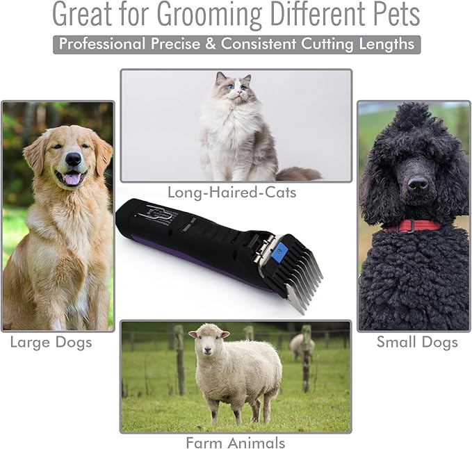 Professional A5 Style Animal Clipper Stainless Steel Color-Coded Snap-on Attachment Guard Guide Comb, 1/8"-1" Compatible with Wahl KM Series Oster A5 Andis Detachable Blade Pet Groomers (#3 - 3/8")