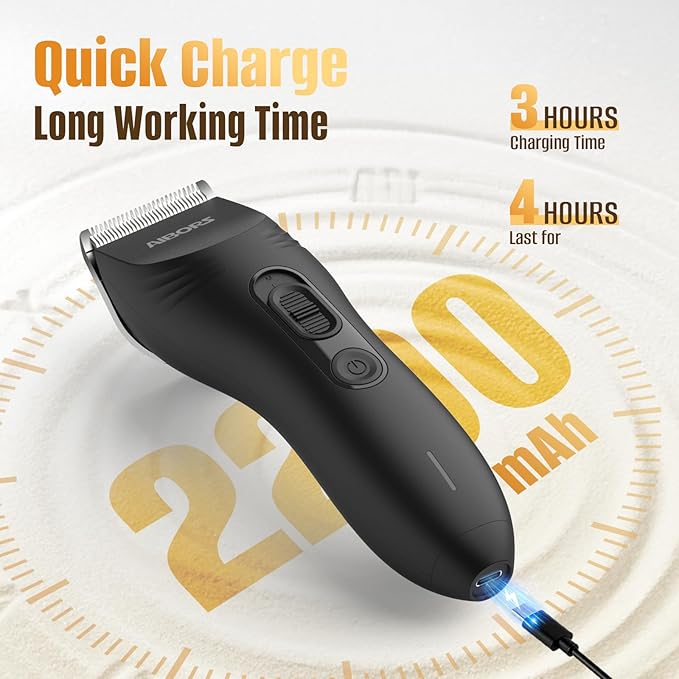 Dog Clippers for Grooming, 2200mAh Dog Shaver Clippers Kit Low Noise, Rechargeable Cordless Electric Trimmer Quiet Hair Clippers Set for Dogs Cats Pets