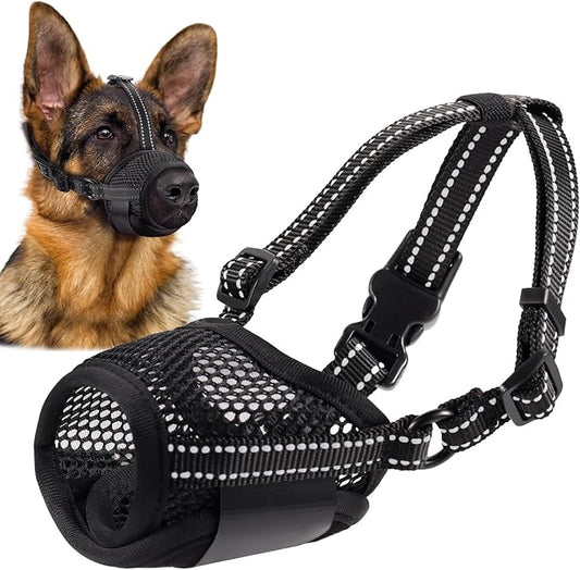 Dog Muzzle,Soft Mesh Muzzle for Small Medium Large Dogs to Prevent Biting,Pets Muzzle for Chihuahua Poodle Husky Labrador Retriever, Breathable Drinkable Adjustable for Chewing Grooming(L)