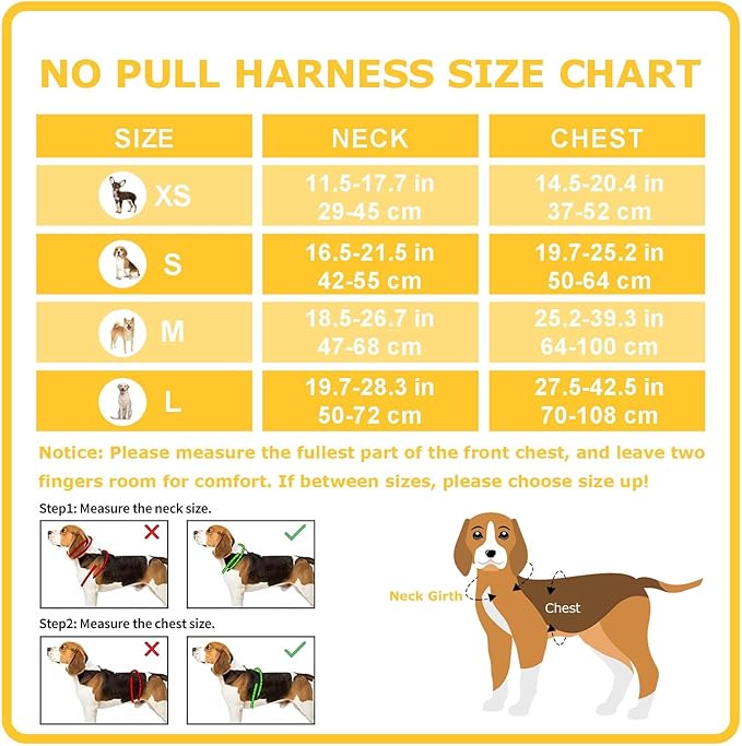 No Pull Dog Harness, Reflective Adjustable Vest, with a Training Handle + 2 Leash Hooks+ 2 Snap Buckles +4 Slide Buckles