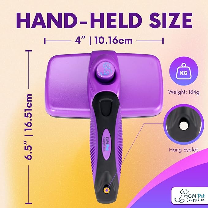GM Pets™ Self Cleaning Grooming Brush | This is The Best Dog and Cat Brush for Shedding and Grooming | Our Pet Brushes Are Suitable for All Hair Lengths (Sensitive Skin Small)