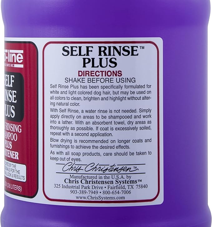 Chris Christensen ProLine Self Rinse Plus Dog Shampoo, Groom Like a Professional, Brightens and Whitens, No Rinse Cleaner, Made in USA