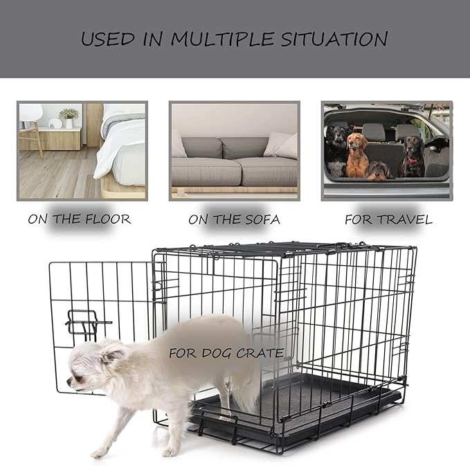 Washable Dog Bed Mat Reversible Dog Crate Pad Soft Fluffy Pet Kennel Beds Dog Sleeping Mattress for Large Jumbo Medium Small Dogs, 21 x 13 Inch, Gray