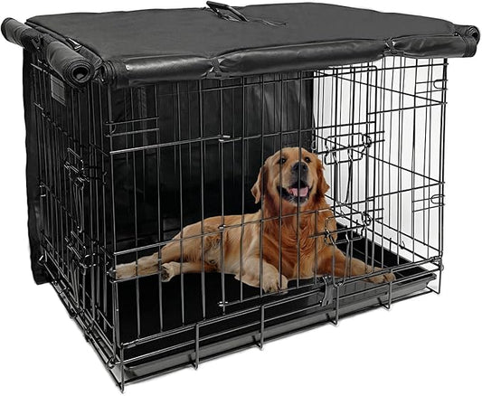 Small Dog Cage Cover 24 Inch Dog Crate Cover, Puppy Crate Covers Small Dog Kennel Cover for Wire Cage with1 2 3 Doors, Indoor Waterproof 600D Oxford Fabric Black